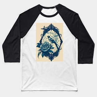 Tattoo Toile: Bird and Rose Baseball T-Shirt